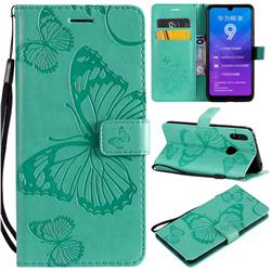 Embossing 3D Butterfly Leather Wallet Case for Huawei Y7(2019) / Y7 Prime(2019) / Y7 Pro(2019) - Green