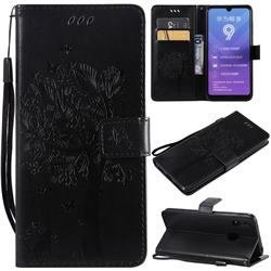 Embossing Butterfly Tree Leather Wallet Case for Huawei Y7(2019) / Y7 Prime(2019) / Y7 Pro(2019) - Black