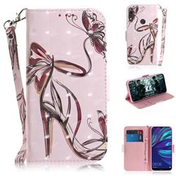 Butterfly High Heels 3D Painted Leather Wallet Phone Case for Huawei Y7(2019) / Y7 Prime(2019) / Y7 Pro(2019)
