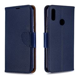 Classic Luxury Litchi Leather Phone Wallet Case for Huawei Y7(2019) / Y7 Prime(2019) / Y7 Pro(2019) - Blue