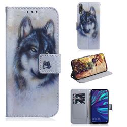 Snow Wolf PU Leather Wallet Case for Huawei Y7(2019) / Y7 Prime(2019) / Y7 Pro(2019)