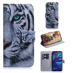 White Tiger PU Leather Wallet Case for Huawei Y7(2019) / Y7 Prime(2019) / Y7 Pro(2019)