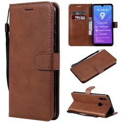 Retro Greek Classic Smooth PU Leather Wallet Phone Case for Huawei Y7(2019) / Y7 Prime(2019) / Y7 Pro(2019) - Brown