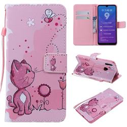 Cats and Bees PU Leather Wallet Case for Huawei Y7(2019) / Y7 Prime(2019) / Y7 Pro(2019)
