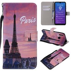 Paris Eiffel Tower PU Leather Wallet Case for Huawei Y7(2019) / Y7 Prime(2019) / Y7 Pro(2019)