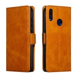 Retro Classic Calf Pattern Leather Wallet Phone Case for Huawei Y7(2019) / Y7 Prime(2019) / Y7 Pro(2019) - Yellow