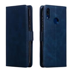 Retro Classic Calf Pattern Leather Wallet Phone Case for Huawei Y7(2019) / Y7 Prime(2019) / Y7 Pro(2019) - Blue