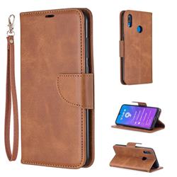 Classic Sheepskin PU Leather Phone Wallet Case for Huawei Y7(2019) / Y7 Prime(2019) / Y7 Pro(2019) - Brown