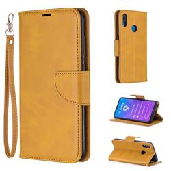 Classic Sheepskin PU Leather Phone Wallet Case for Huawei Y7(2019) / Y7 Prime(2019) / Y7 Pro(2019) - Yellow