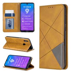Prismatic Slim Magnetic Sucking Stitching Wallet Flip Cover for Huawei Y7(2019) / Y7 Prime(2019) / Y7 Pro(2019) - Yellow