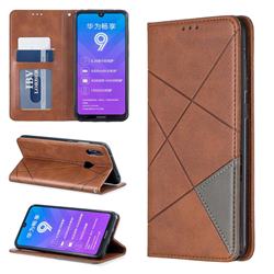 Prismatic Slim Magnetic Sucking Stitching Wallet Flip Cover for Huawei Y7(2019) / Y7 Prime(2019) / Y7 Pro(2019) - Brown