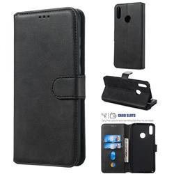 Retro Calf Matte Leather Wallet Phone Case for Huawei Y7(2019) / Y7 Prime(2019) / Y7 Pro(2019) - Black