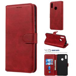 Retro Calf Matte Leather Wallet Phone Case for Huawei Y7(2019) / Y7 Prime(2019) / Y7 Pro(2019) - Red