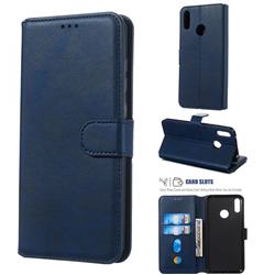 Retro Calf Matte Leather Wallet Phone Case for Huawei Y7(2019) / Y7 Prime(2019) / Y7 Pro(2019) - Blue