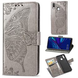 Embossing Mandala Flower Butterfly Leather Wallet Case for Huawei Y7(2019) / Y7 Prime(2019) / Y7 Pro(2019) - Gray