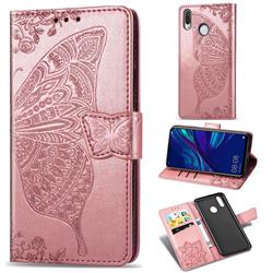 Embossing Mandala Flower Butterfly Leather Wallet Case for Huawei Y7(2019) / Y7 Prime(2019) / Y7 Pro(2019) - Rose Gold