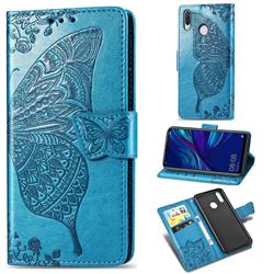 Embossing Mandala Flower Butterfly Leather Wallet Case for Huawei Y7(2019) / Y7 Prime(2019) / Y7 Pro(2019) - Blue