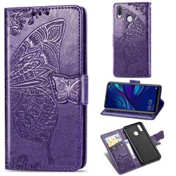 Embossing Mandala Flower Butterfly Leather Wallet Case for Huawei Y7(2019) / Y7 Prime(2019) / Y7 Pro(2019) - Dark Purple