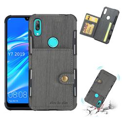 Brush Multi-function Leather Phone Case for Huawei Y7(2019) / Y7 Prime(2019) / Y7 Pro(2019) - Gray