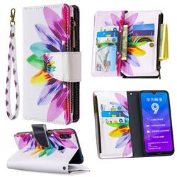 Seven-color Flowers Binfen Color BF03 Retro Zipper Leather Wallet Phone Case for Huawei Y7(2019) / Y7 Prime(2019) / Y7 Pro(2019)