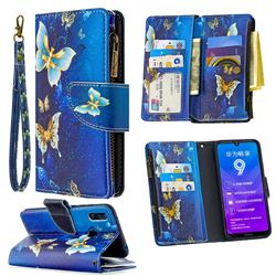 Golden Butterflies Binfen Color BF03 Retro Zipper Leather Wallet Phone Case for Huawei Y7(2019) / Y7 Prime(2019) / Y7 Pro(2019)