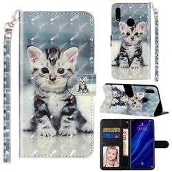 Kitten Cat 3D Leather Phone Holster Wallet Case for Huawei Y7(2019) / Y7 Prime(2019) / Y7 Pro(2019)