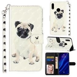 Pug Dog 3D Leather Phone Holster Wallet Case for Huawei Y7(2019) / Y7 Prime(2019) / Y7 Pro(2019)