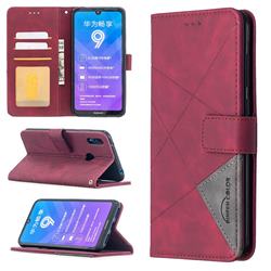 Binfen Color BF05 Prismatic Slim Wallet Flip Cover for Huawei Y7(2019) / Y7 Prime(2019) / Y7 Pro(2019) - Red