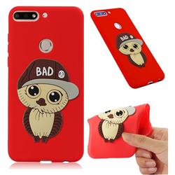Bad Boy Owl Soft 3D Silicone Case for Huawei Y7(2018) - Red