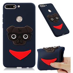 Glasses Dog Soft 3D Silicone Case for Huawei Y7(2018) - Navy
