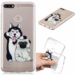 Selfie Dog Clear Varnish Soft Phone Back Cover for Huawei Y7(2018)
