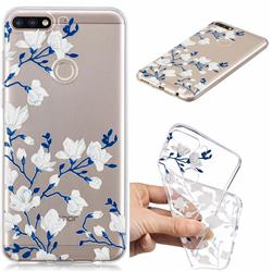 Magnolia Flower Clear Varnish Soft Phone Back Cover for Huawei Y7(2018)