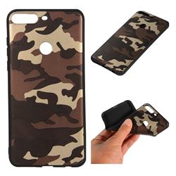 Camouflage Soft TPU Back Cover for Huawei Y7(2018) - Gold Coffee