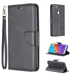 Classic Sheepskin PU Leather Phone Wallet Case for Huawei Y7(2018) - Black
