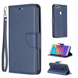 Classic Sheepskin PU Leather Phone Wallet Case for Huawei Y7(2018) - Blue