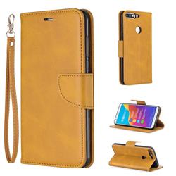 Classic Sheepskin PU Leather Phone Wallet Case for Huawei Y7(2018) - Yellow
