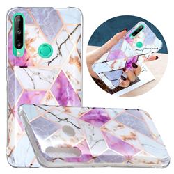 Purple and White Painted Marble Electroplating Protective Case for Huawei Y7p