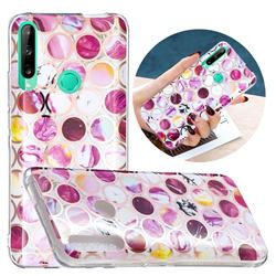 Round Puzzle Painted Marble Electroplating Protective Case for Huawei Y7p