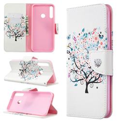 Colorful Tree Leather Wallet Case for Huawei Y7p