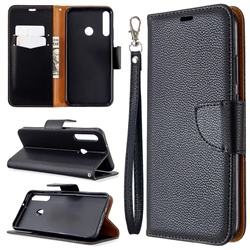Classic Luxury Litchi Leather Phone Wallet Case for Huawei Y7p - Black