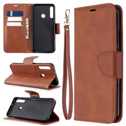 Classic Sheepskin PU Leather Phone Wallet Case for Huawei Y7p - Brown