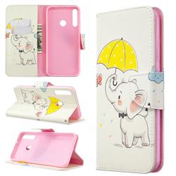 Umbrella Elephant Leather Wallet Case for Huawei Y7p