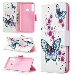 Peach Butterflies Leather Wallet Case for Huawei Y7p