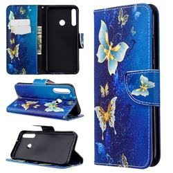 Golden Butterflies Leather Wallet Case for Huawei Y7p