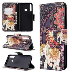 Totem Flower Elephant Leather Wallet Case for Huawei Y7p