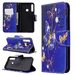 Purple Butterfly Leather Wallet Case for Huawei Y7p