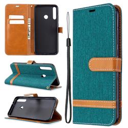 Jeans Cowboy Denim Leather Wallet Case for Huawei Y7p - Green