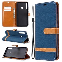 Jeans Cowboy Denim Leather Wallet Case for Huawei Y7p - Dark Blue