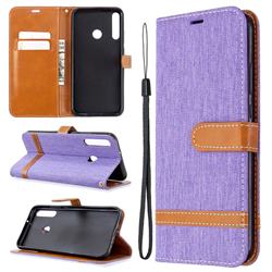 Jeans Cowboy Denim Leather Wallet Case for Huawei Y7p - Purple