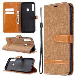 Jeans Cowboy Denim Leather Wallet Case for Huawei Y7p - Brown